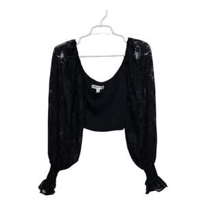 Urban Outfitters Lace Sleeve Ribbed Crop Top Small